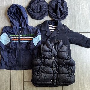 Bundle Old Navy Vest plus 2 Gap Jackets with adorable hats